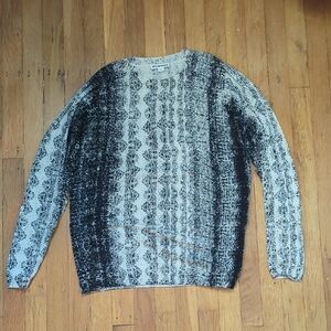 Whistles Black and Cream Textured Crew Neck Sweater